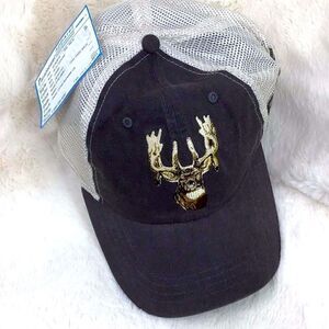 Paramount Deer Bone Head Embroidered Dark Brown Fabric Mesh Trucker Cap- NEW